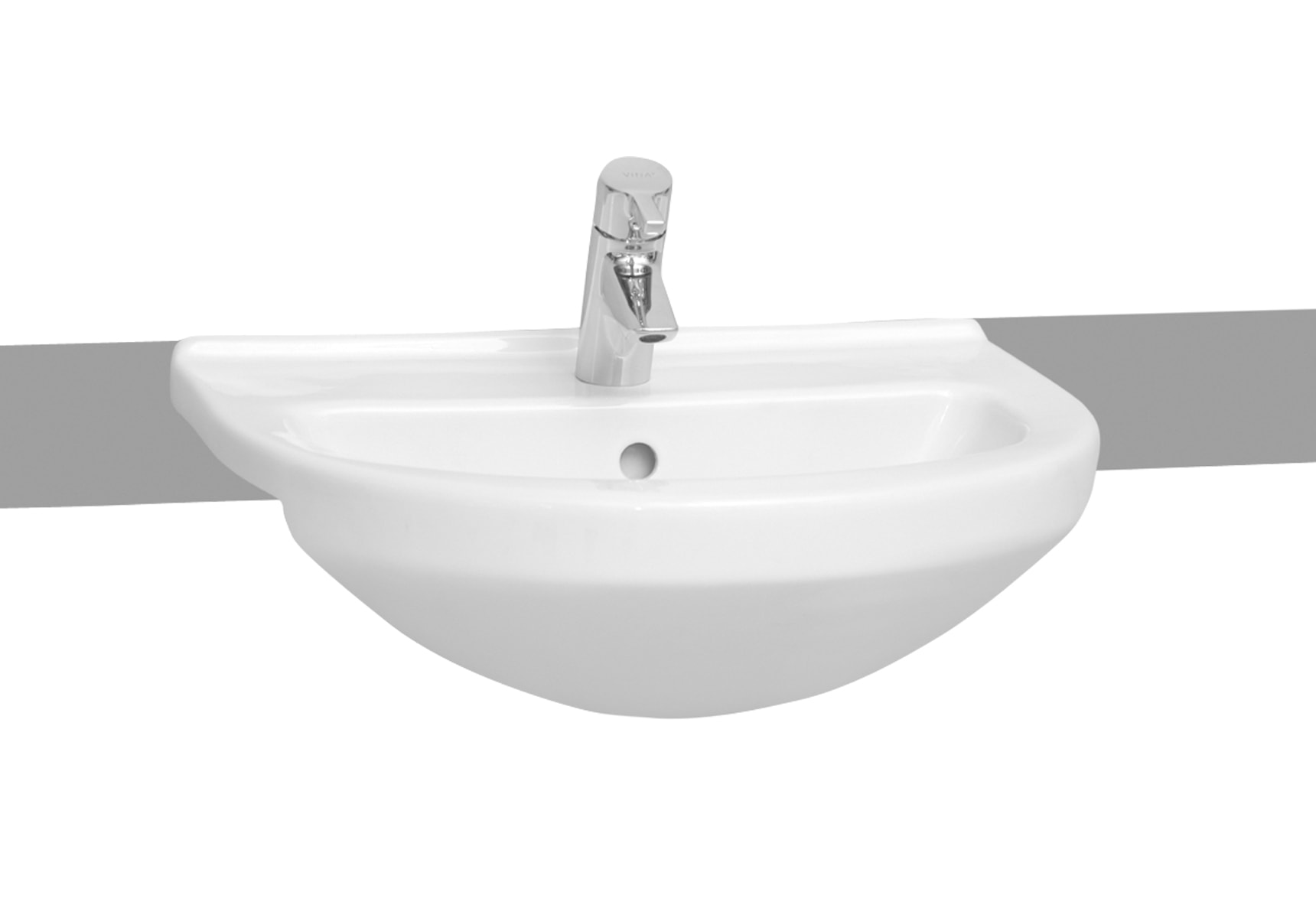 S50 Recessed WashBasin, 55cm with Middle Tap Hole, with Side Holes