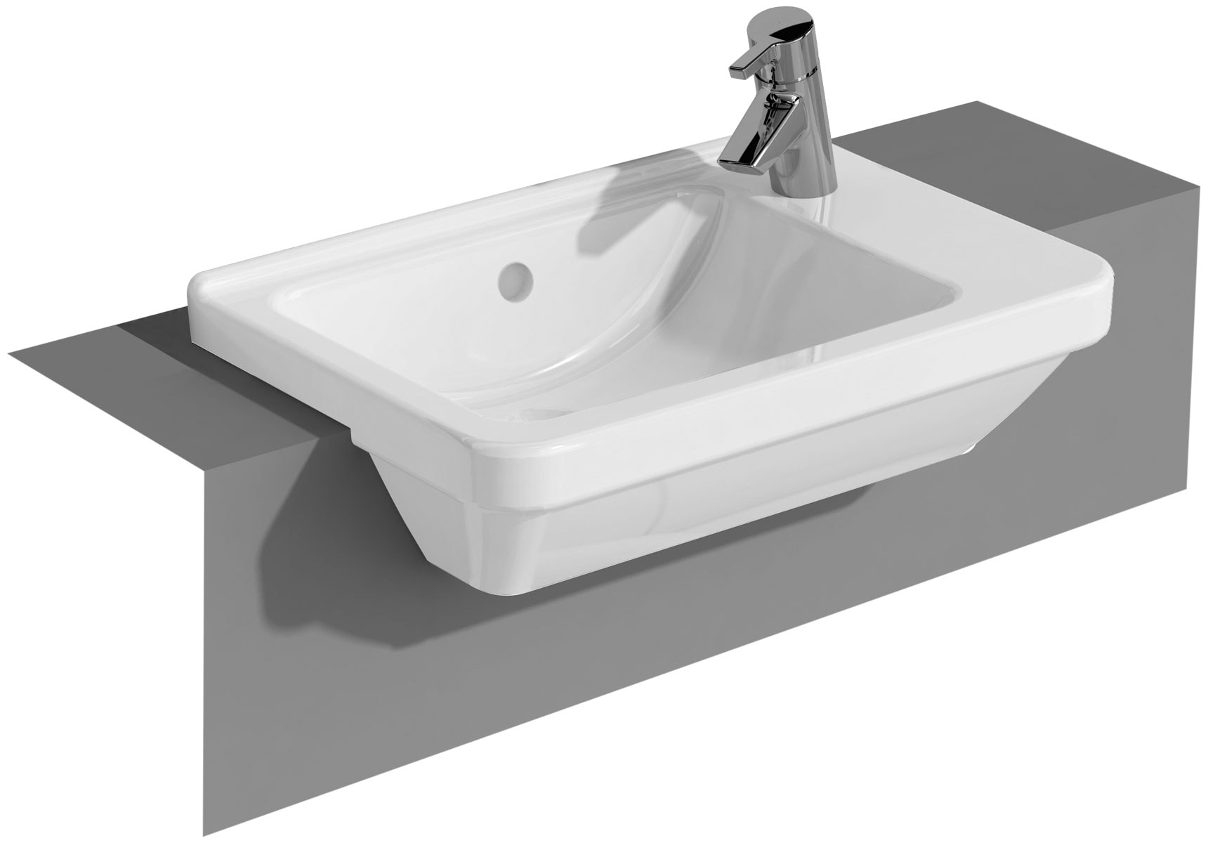 S50 Compact Recessed Basin, 55cm