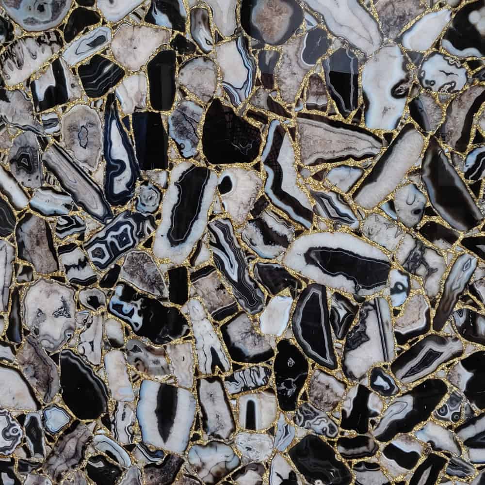 Black Agate with gold foil | Semi Precious Stone